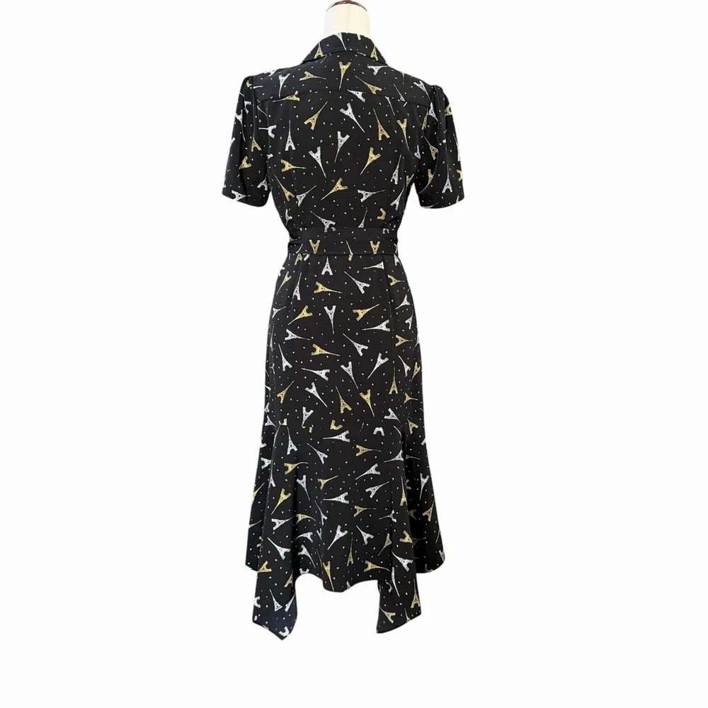 Karl Lagerfeld Paris Eiffel Tower Black Dress 4 • Handkerchief Hem Parisian Chic